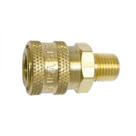 Interstate Pneumatics 1/4 Inch Straight Through Brass Coupler x 1/4 Inch Male NPT (no valve), PK 100 CNV441B-100K